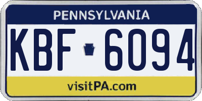 PA license plate KBF6094