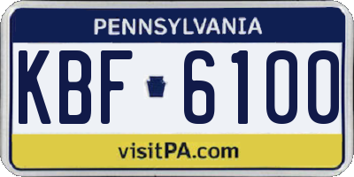 PA license plate KBF6100