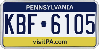 PA license plate KBF6105