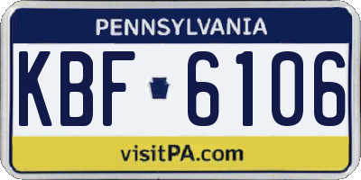 PA license plate KBF6106