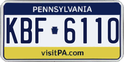 PA license plate KBF6110