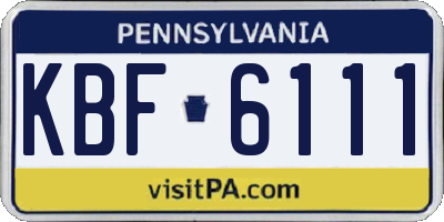 PA license plate KBF6111