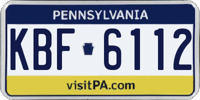 PA license plate KBF6112