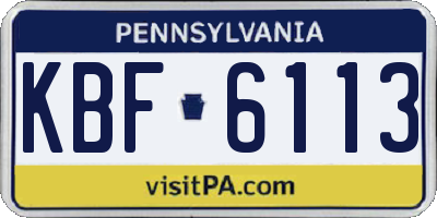 PA license plate KBF6113