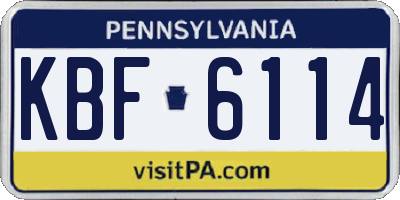 PA license plate KBF6114
