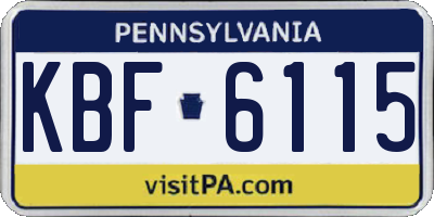 PA license plate KBF6115