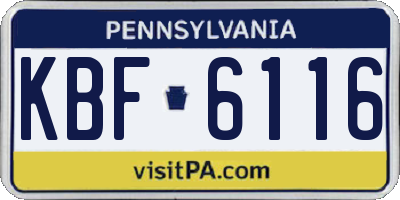 PA license plate KBF6116