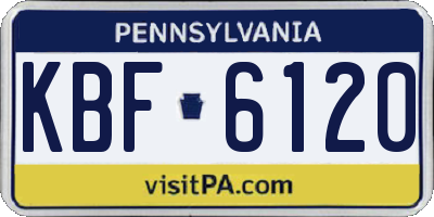 PA license plate KBF6120
