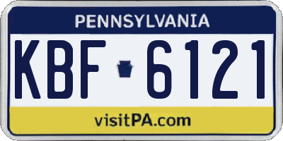 PA license plate KBF6121