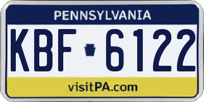 PA license plate KBF6122