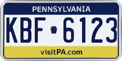 PA license plate KBF6123