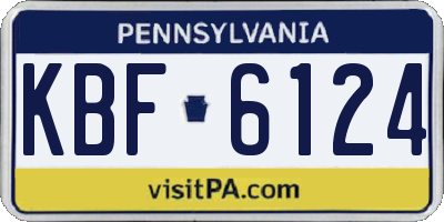 PA license plate KBF6124