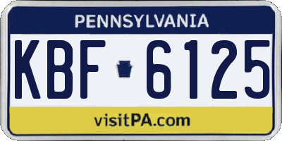 PA license plate KBF6125