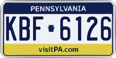 PA license plate KBF6126