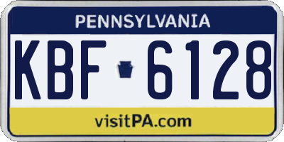 PA license plate KBF6128