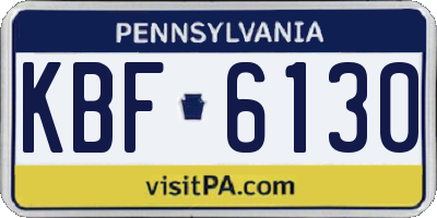 PA license plate KBF6130