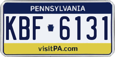 PA license plate KBF6131