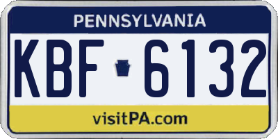 PA license plate KBF6132