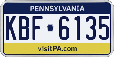 PA license plate KBF6135