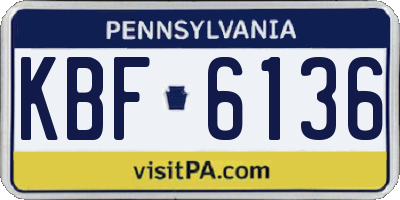 PA license plate KBF6136