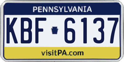 PA license plate KBF6137