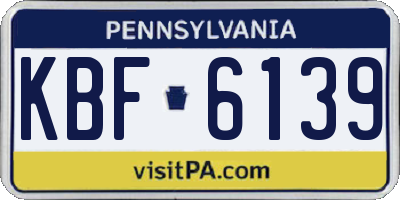 PA license plate KBF6139