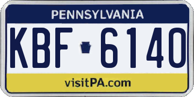 PA license plate KBF6140
