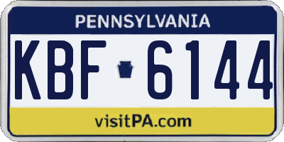 PA license plate KBF6144