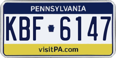 PA license plate KBF6147