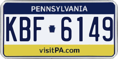 PA license plate KBF6149