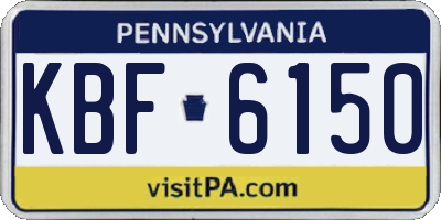 PA license plate KBF6150