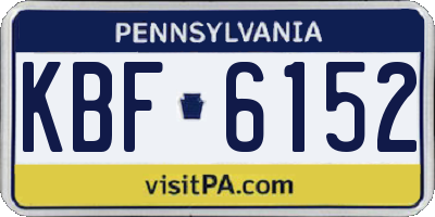 PA license plate KBF6152