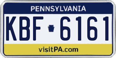 PA license plate KBF6161