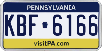 PA license plate KBF6166
