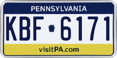 PA license plate KBF6171