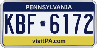 PA license plate KBF6172