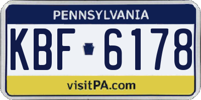 PA license plate KBF6178