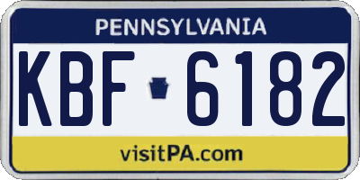 PA license plate KBF6182