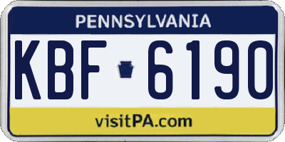 PA license plate KBF6190