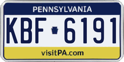 PA license plate KBF6191