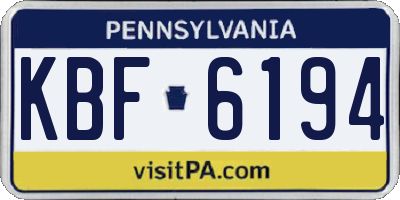 PA license plate KBF6194