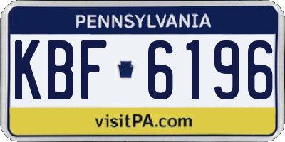 PA license plate KBF6196