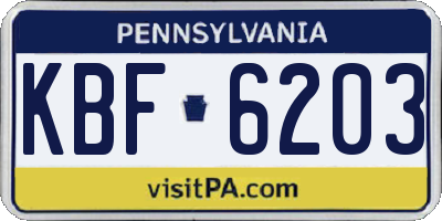 PA license plate KBF6203