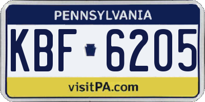 PA license plate KBF6205
