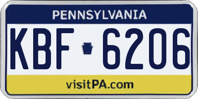 PA license plate KBF6206