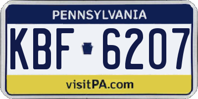 PA license plate KBF6207