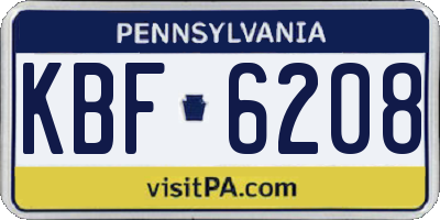 PA license plate KBF6208