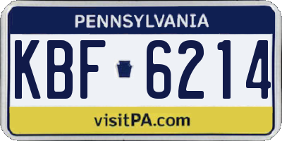PA license plate KBF6214