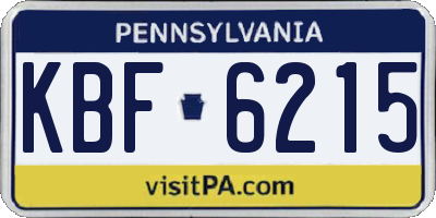 PA license plate KBF6215