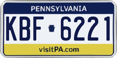 PA license plate KBF6221